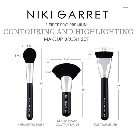 NIKI GARRETT - 🎉HP X 4🎉 NWT Limited Edition 3-Pc Contour:Highlighting Brushes - Picture 2 of 12